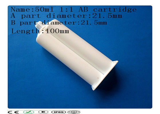 PP المواد 50ML (1: 1) الإيبوكسي dispenising ثنائي مكون فارغة خرطوشة الغراء