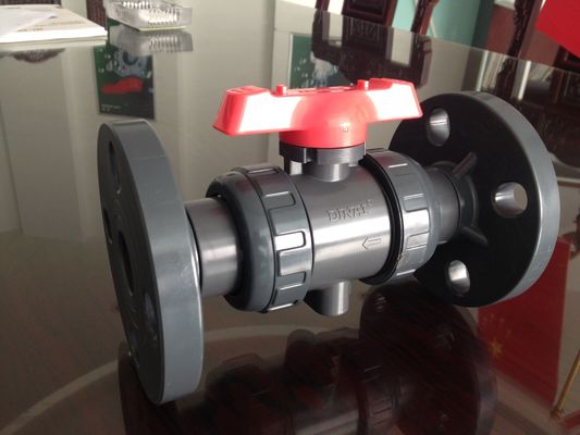 PN10 قضيب PP-H بلاستيكيّ شفير كرة صمام, 1/2" إلى 12"ضجيج, ansi, JIS, دودة ترس عملية